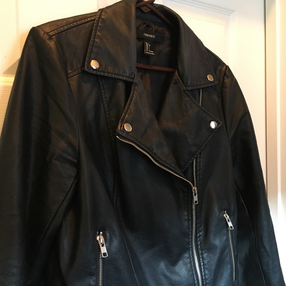 Forever 21 motorcycle feaux leather jacket